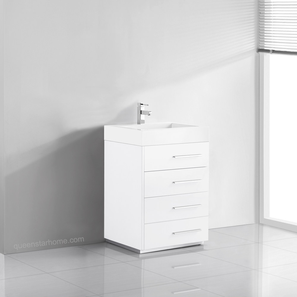 QS-AL01 24” glossy white bathroom vanity cabinet